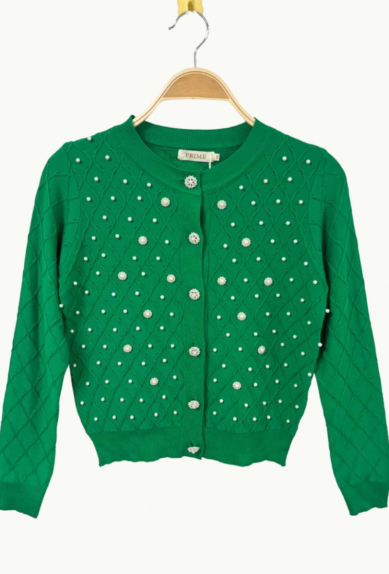 Knitted jacket with beads Green<br />(<strong>Frime</strong>)